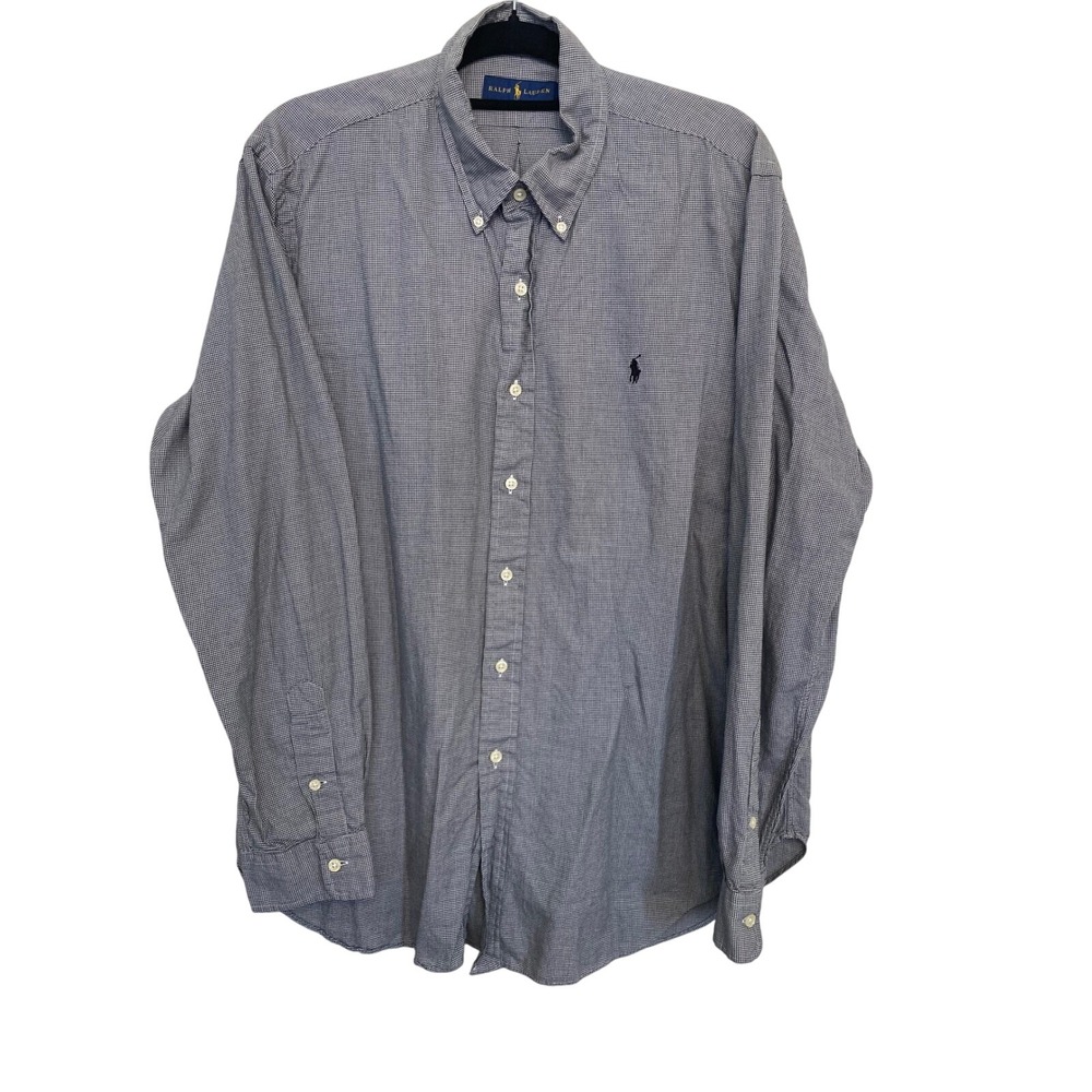 Ralph Lauren Long Sleeve Shirt Blue Stripe Men's Size XL Classic‎ Fit